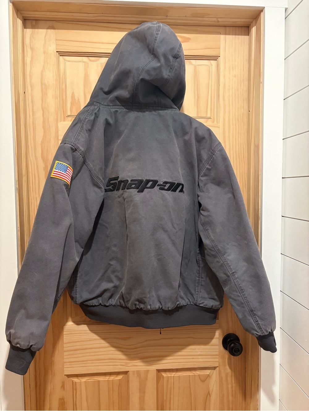 Snap-on Men's Hooded Work Bomber Jacket in Gray